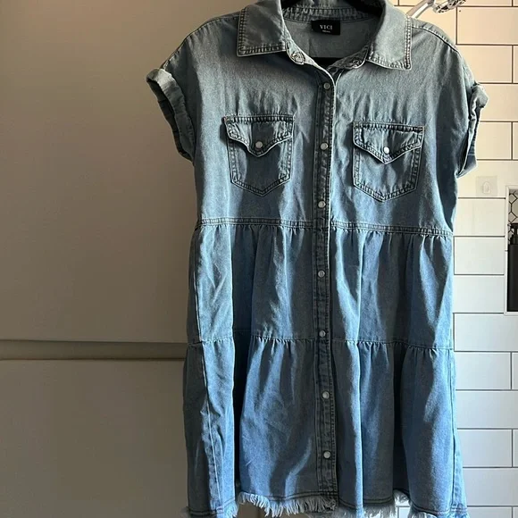 women's denim dress Stetson Women's Allover Embroidered Denim Dress
